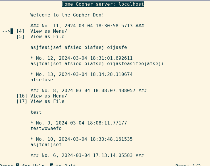 gopherden: Forum via Gopher Protocol